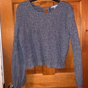 Navy Blue and White Blouse